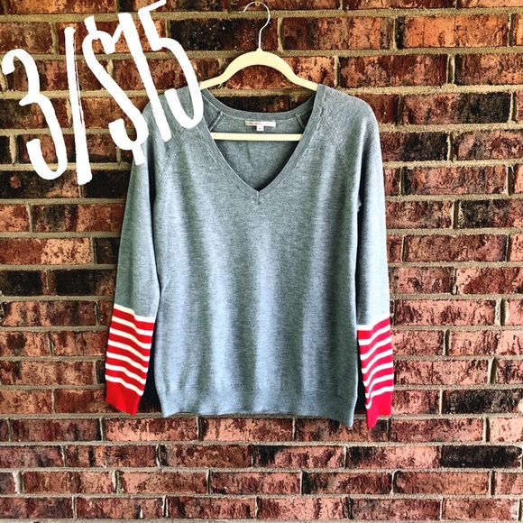 GAP Sweaters - { GAP } Gray V Neck Sweater with Clear Sequins